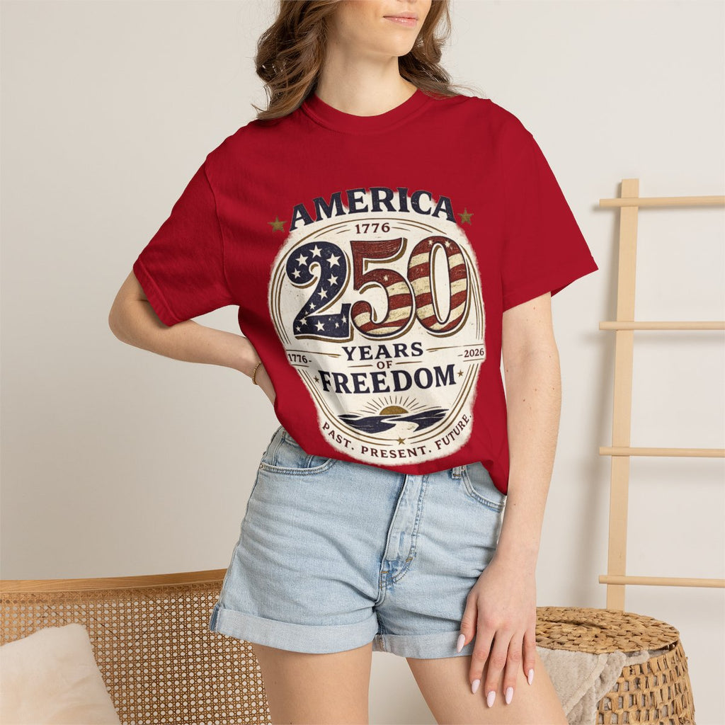 America 250 Years of Freedom T-shirt - Red product photo | MR7ART