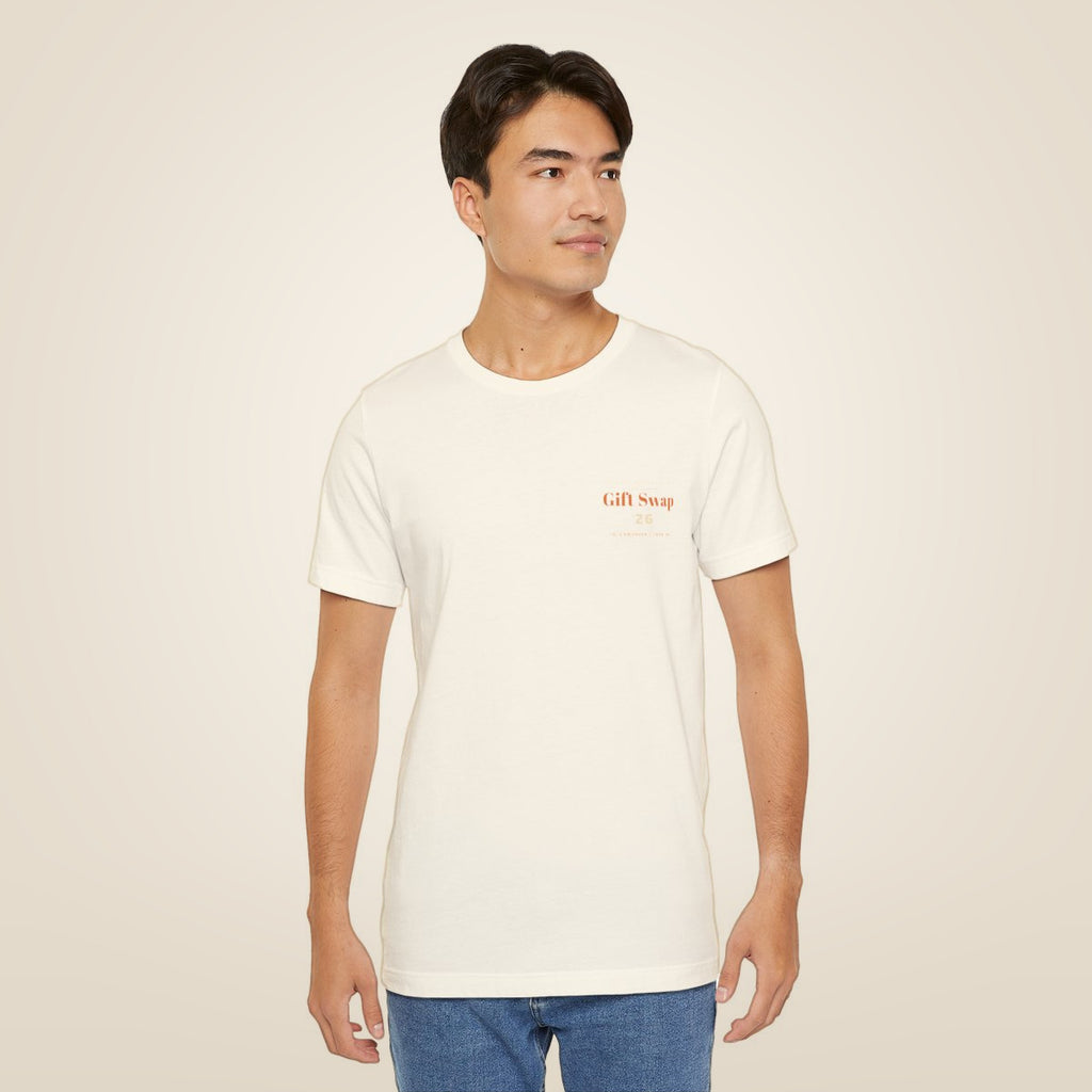 Secret Santa Tee - Natural worn by a model | MR7ART
