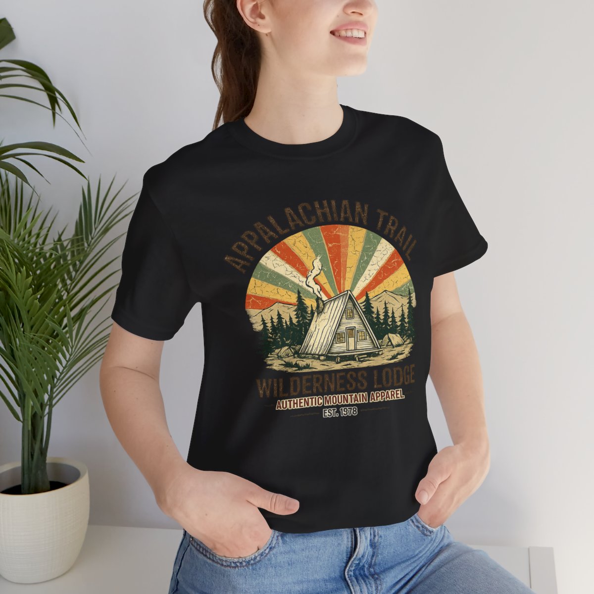 Appalachian Trail Wilderness Lodge Tee - Black worn by a model | MR7ART