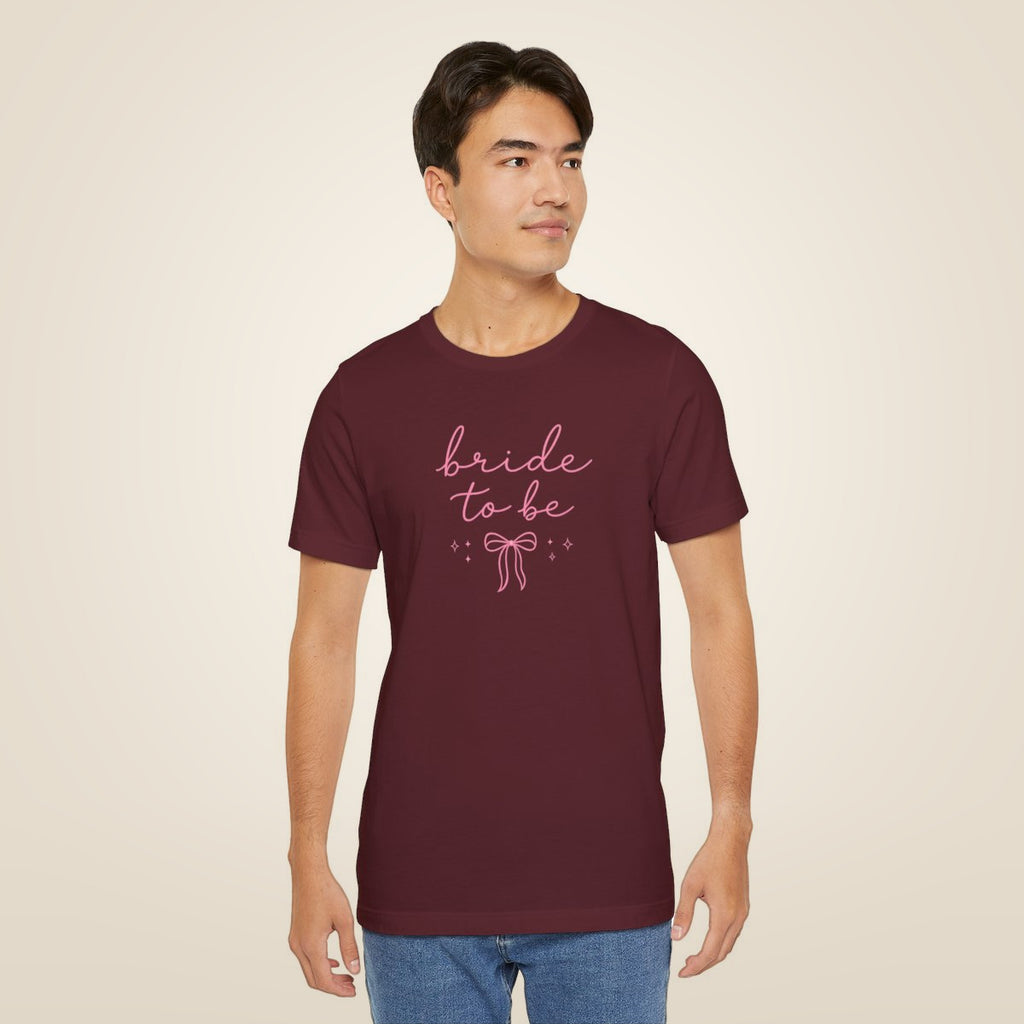 Bride to Be tee - Maroon worn by a model | MR7ART