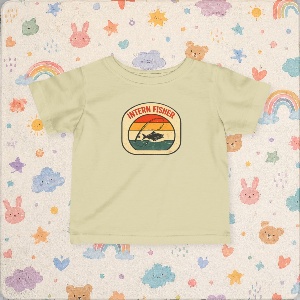 Baby tee, Intern Fisher Vintage Sunset badge Infant Tee, - Natural product photo | MR7ART
