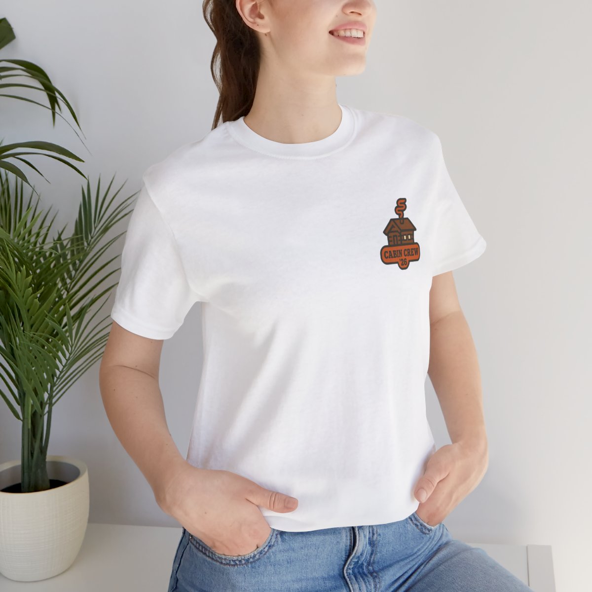 Matching Cabin Crew Tee - White worn by a model | MR7ART