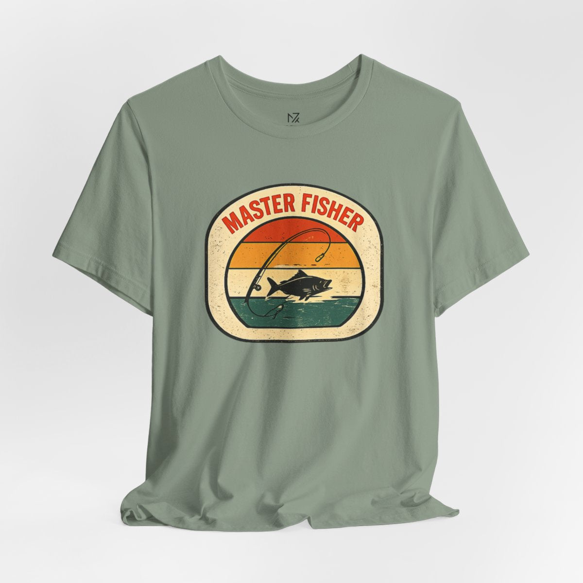 Master Fisher vintage sunset fishing T-Shirt - Sage flat lay | MR7ART