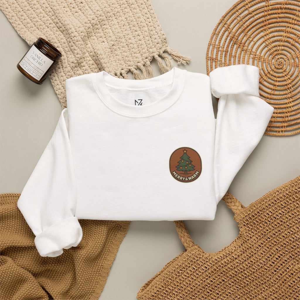 Christmas Tree Sweatshirt - White folded flat lay | MR7ART