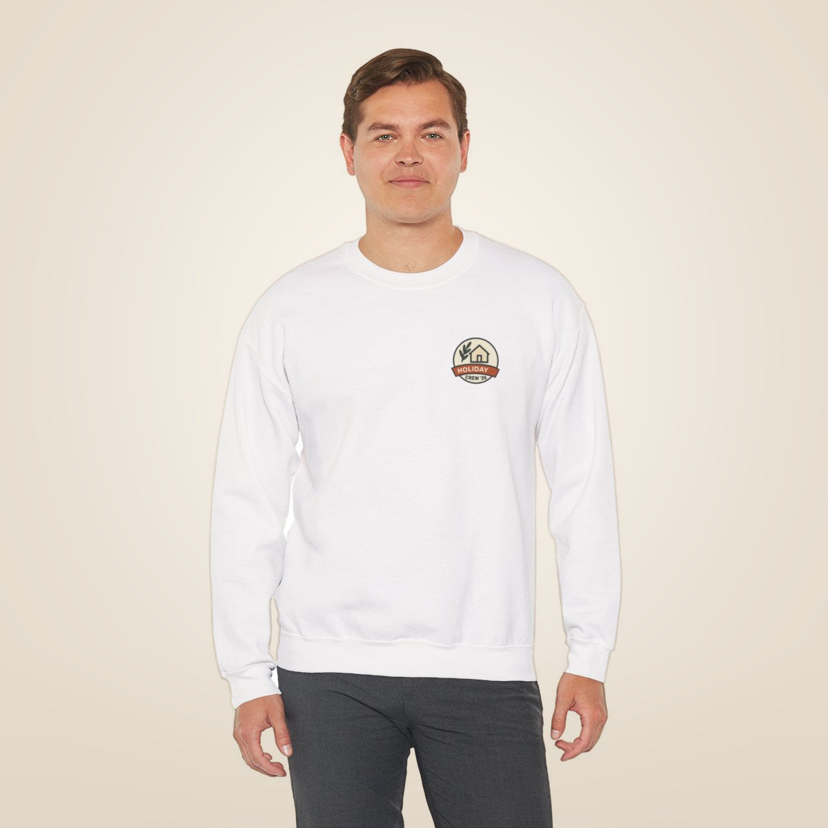 Family Holiday Matching Sweatshirt - White worn by a model | MR7ART