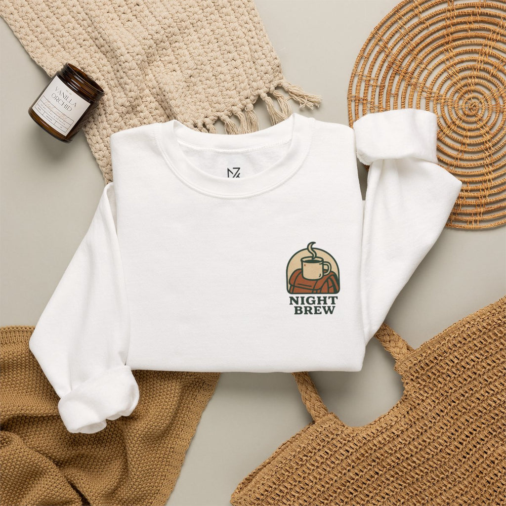 Camping Coffee Sweatshirt - White folded flat lay | MR7ART