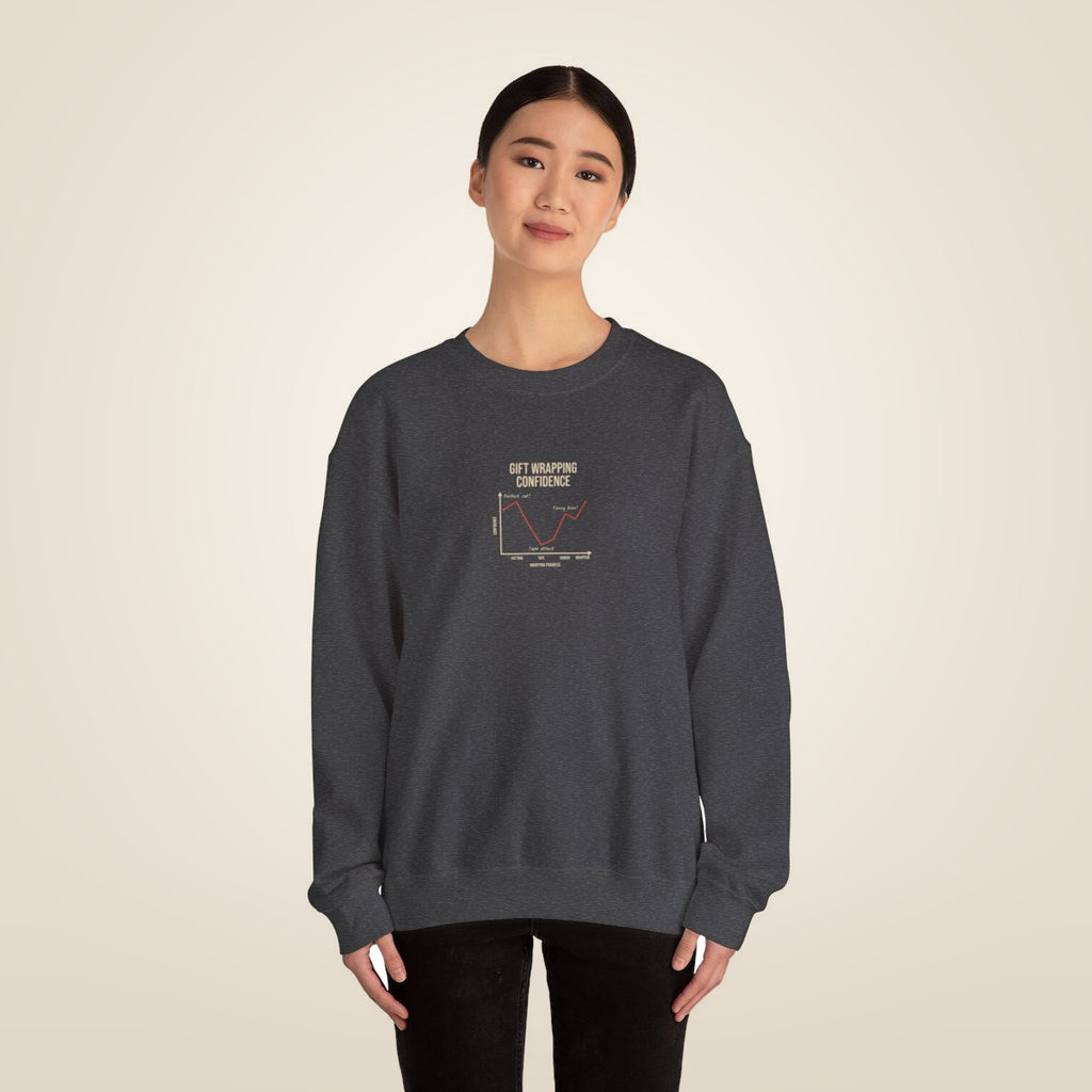 Funny Graph Shirt Sweatshirt - Dark Heather worn by a model | MR7ART