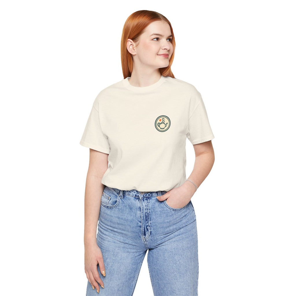Vintage Teapot Tee - Natural worn by a model | MR7ART