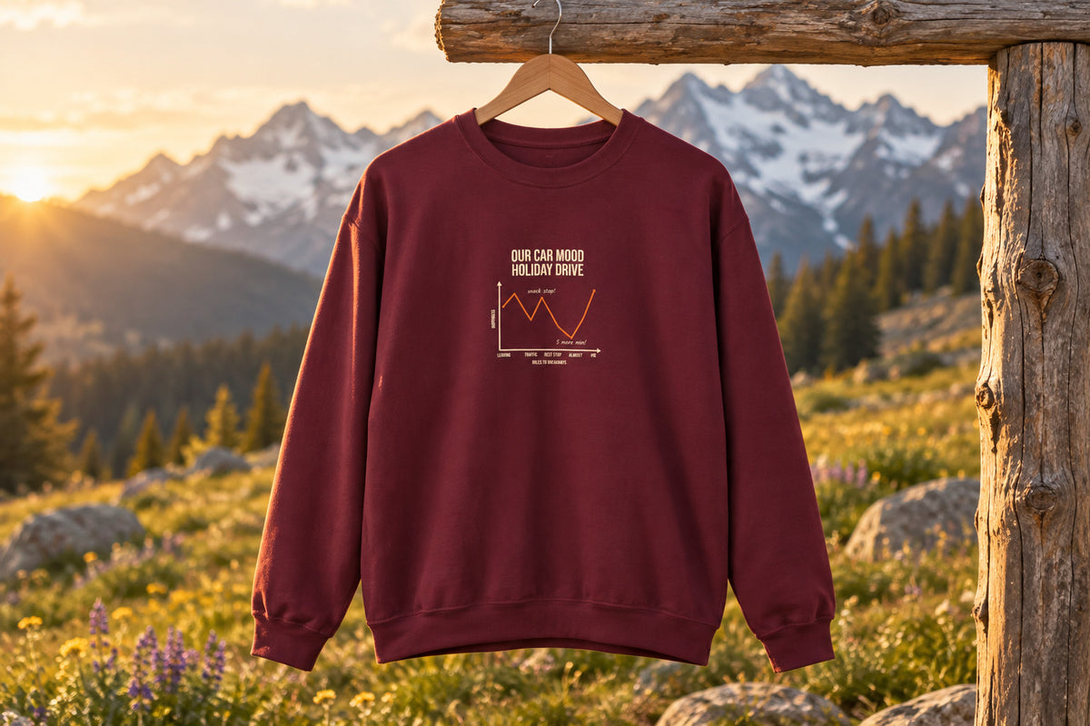 Funny Graph Shirt Sweatshirt - Maroon on a wooden hanger outdoors | MR7ART