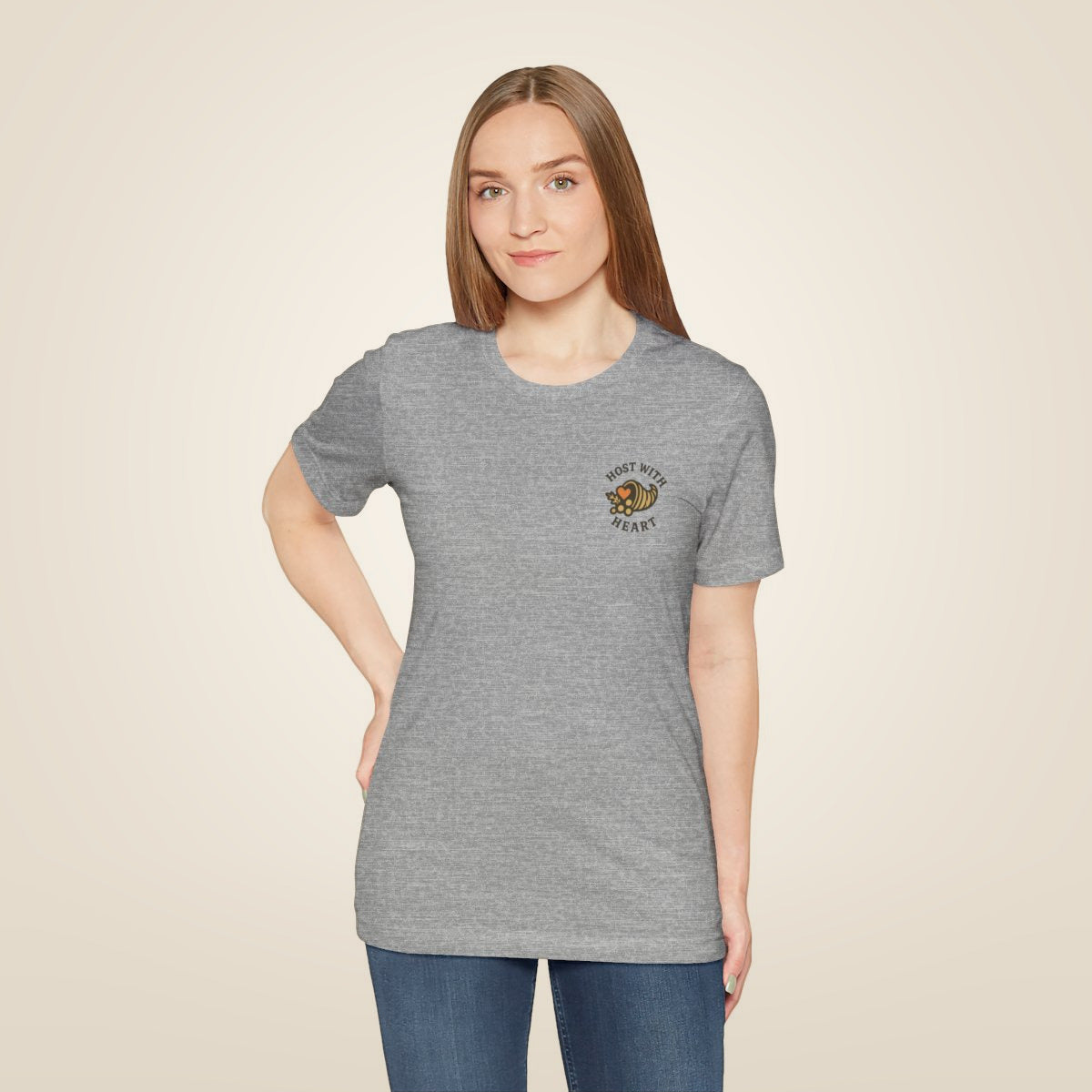 Thanksgiving Host Gift Tee - Athletic Heather worn by a model | MR7ART