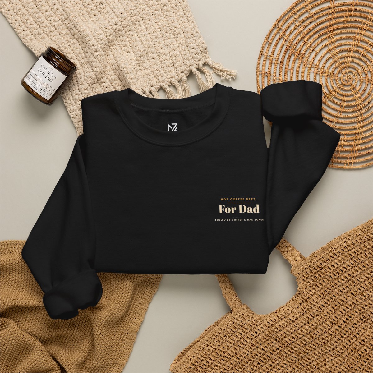 Dad Gift Sweatshirt - Black folded flat lay | MR7ART