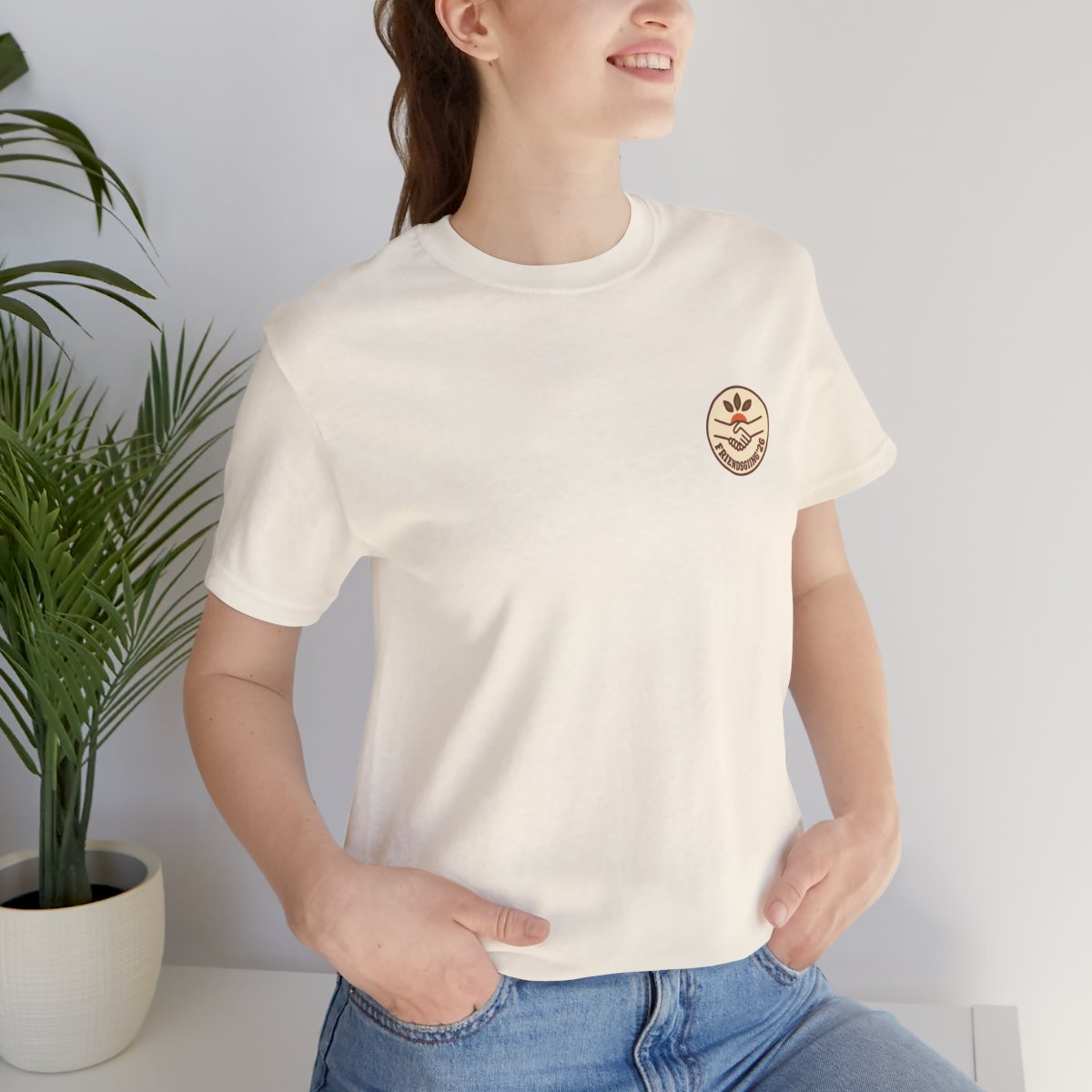 Friendsgiving Matching Tee - Natural worn by a model | MR7ART