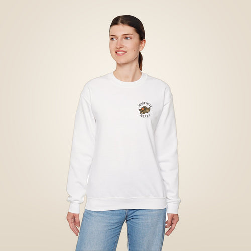 Thanksgiving Host Gift Sweatshirt - White worn by a model | MR7ART