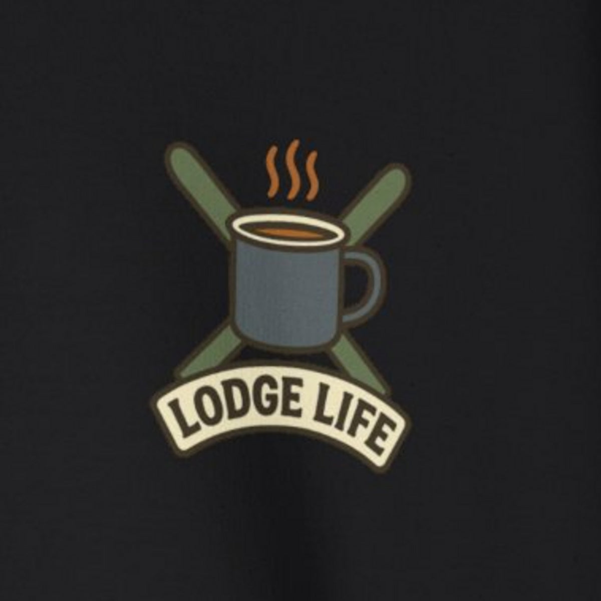 Ski Lodge Sweatshirt - Black worn by a model | MR7ART