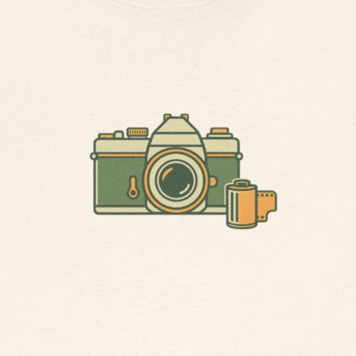 Retro Film Camera tee - Natural worn by a model | MR7ART