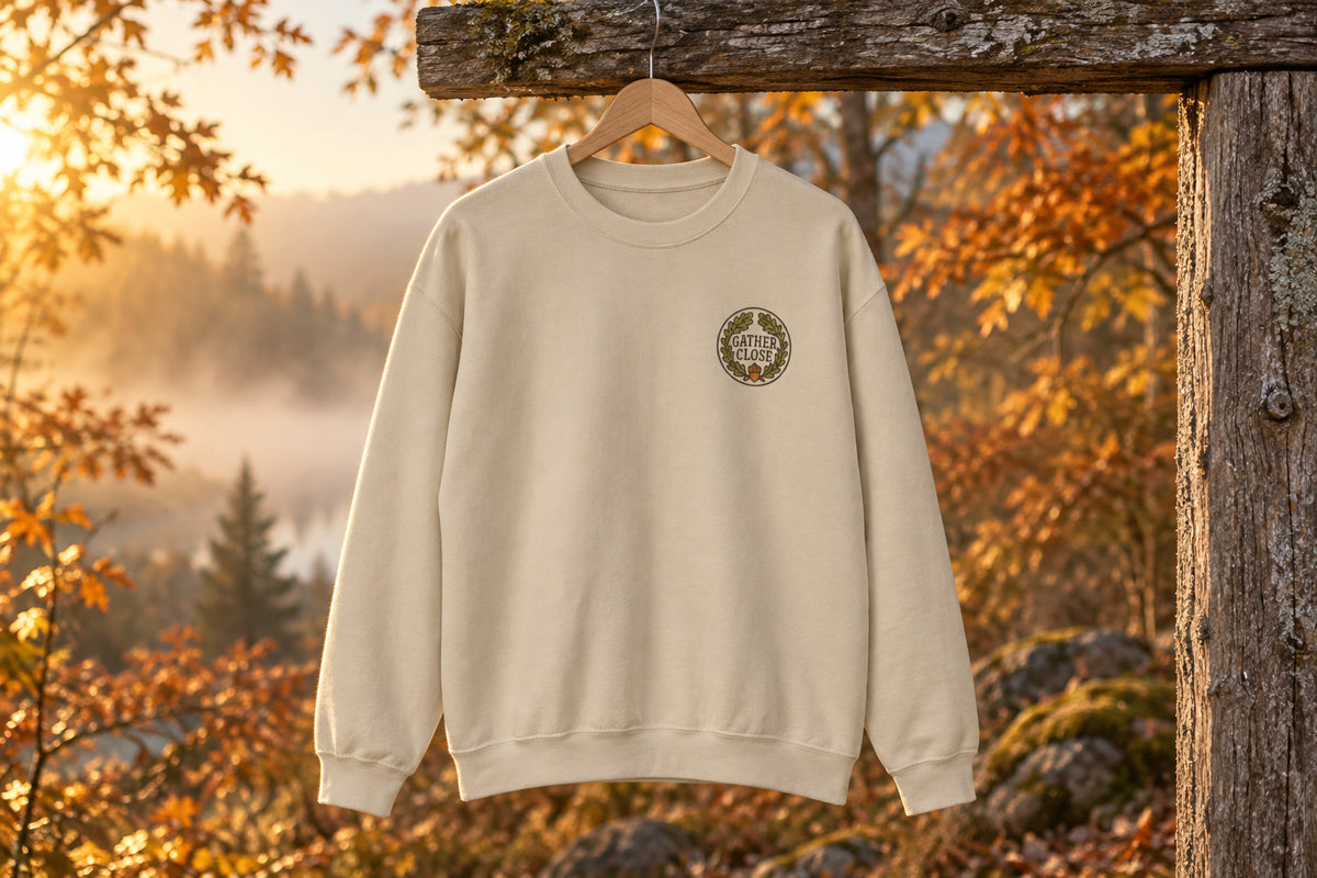 Thanksgiving Wreath Sweatshirt - Sand on a wooden hanger outdoors | MR7ART