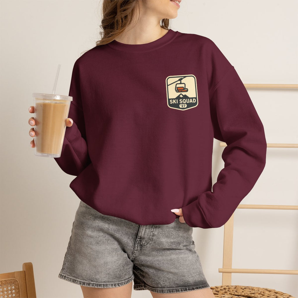 Ski Trip Sweatshirt - Maroon worn by a model | MR7ART