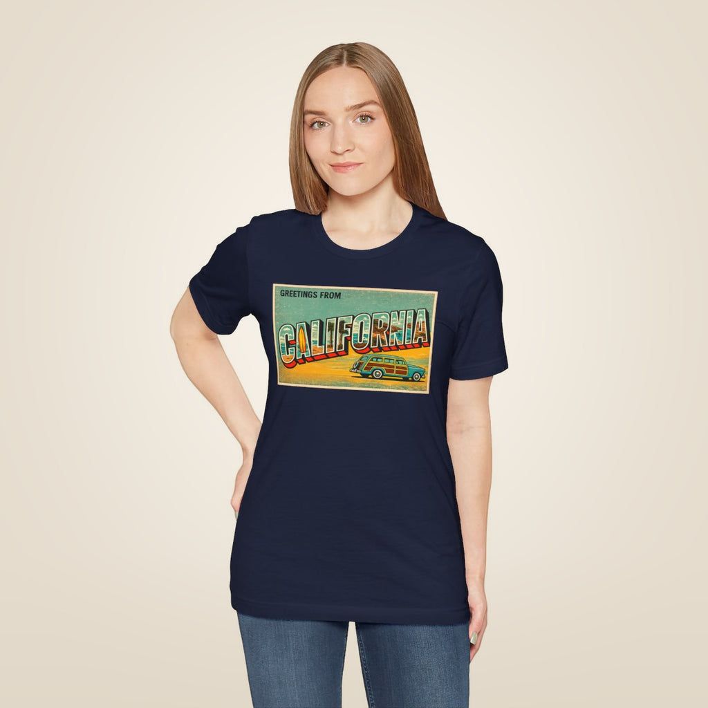 Unisex Jersey Short Sleeve Tee - Navy worn by a model | MR7ART