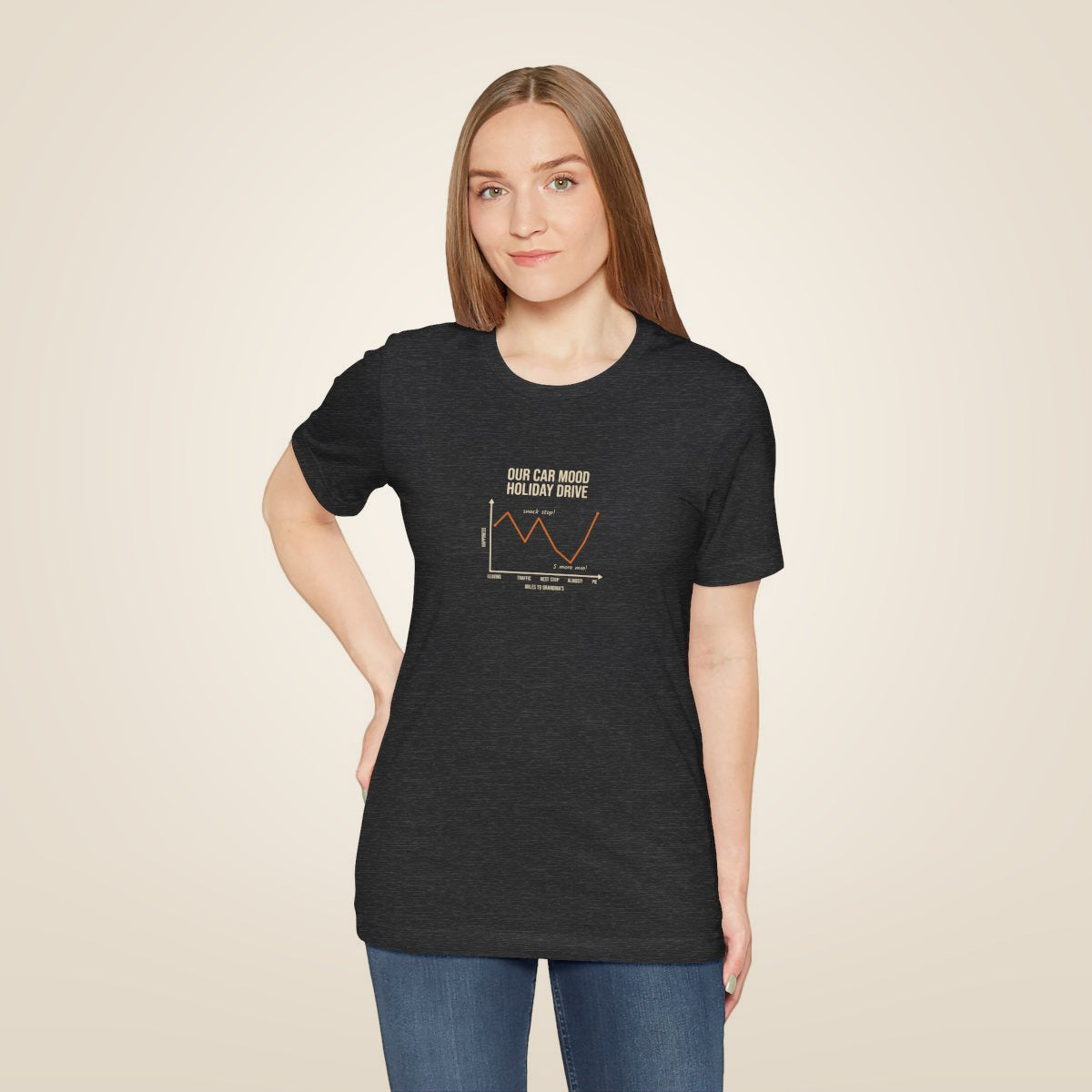 Funny Graph Shirt Tee - Dark Grey Heather worn by a model | MR7ART