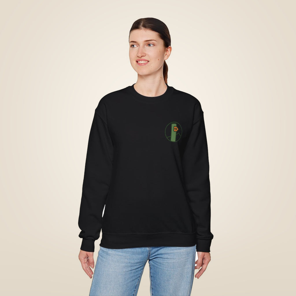 Hiking Sweatshirt - Black worn by a model | MR7ART