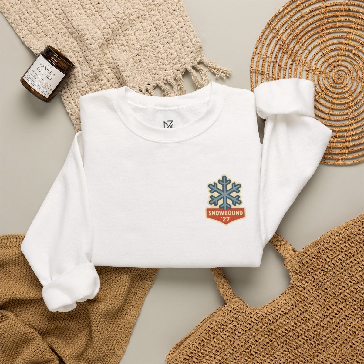 Matching Ski Trip Sweatshirt - White folded flat lay | MR7ART