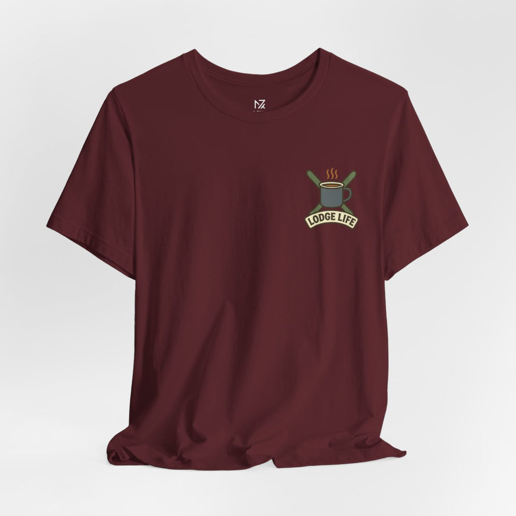 Ski Lodge Tee - Maroon flat lay | MR7ART