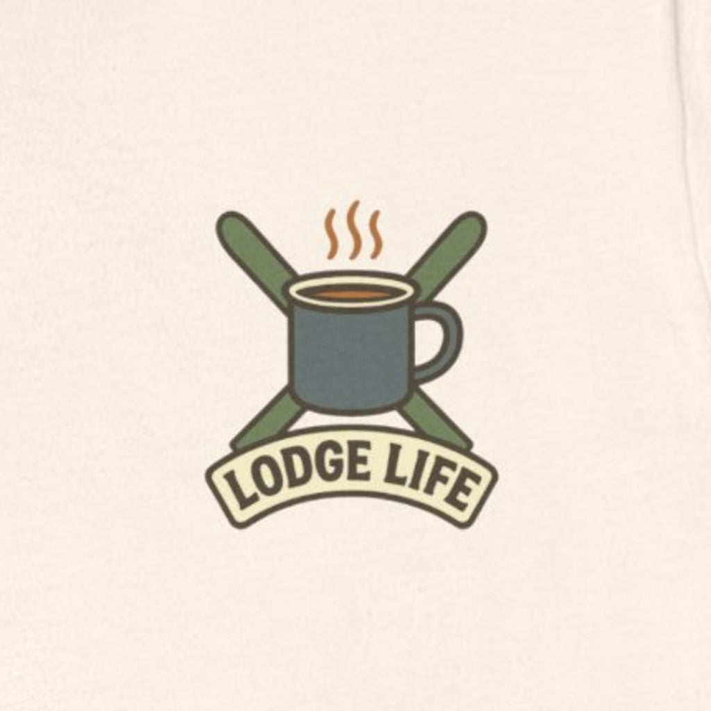 Ski Lodge Tee - Natural worn by a model | MR7ART