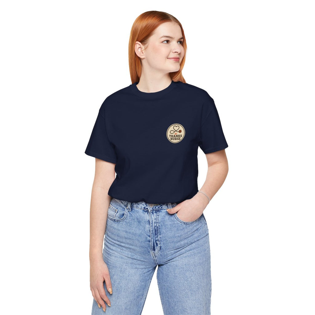 Nurse Thanksgiving Tee - Navy worn by a model | MR7ART