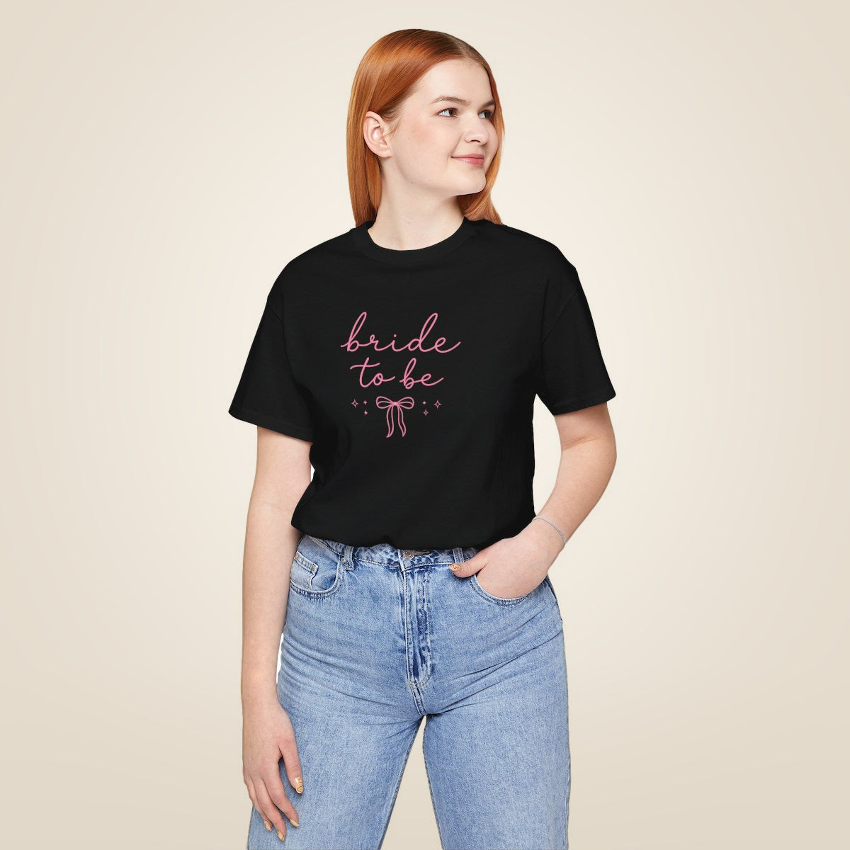Bride to Be tee - Black worn by a model | MR7ART