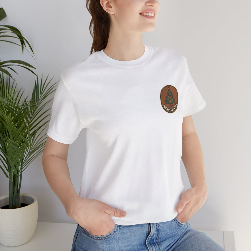 Christmas Tree Tee - White worn by a model | MR7ART