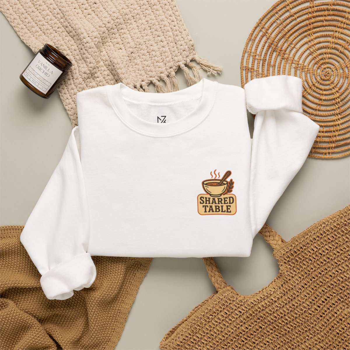 Friendsgiving Sweatshirt - White folded flat lay | MR7ART