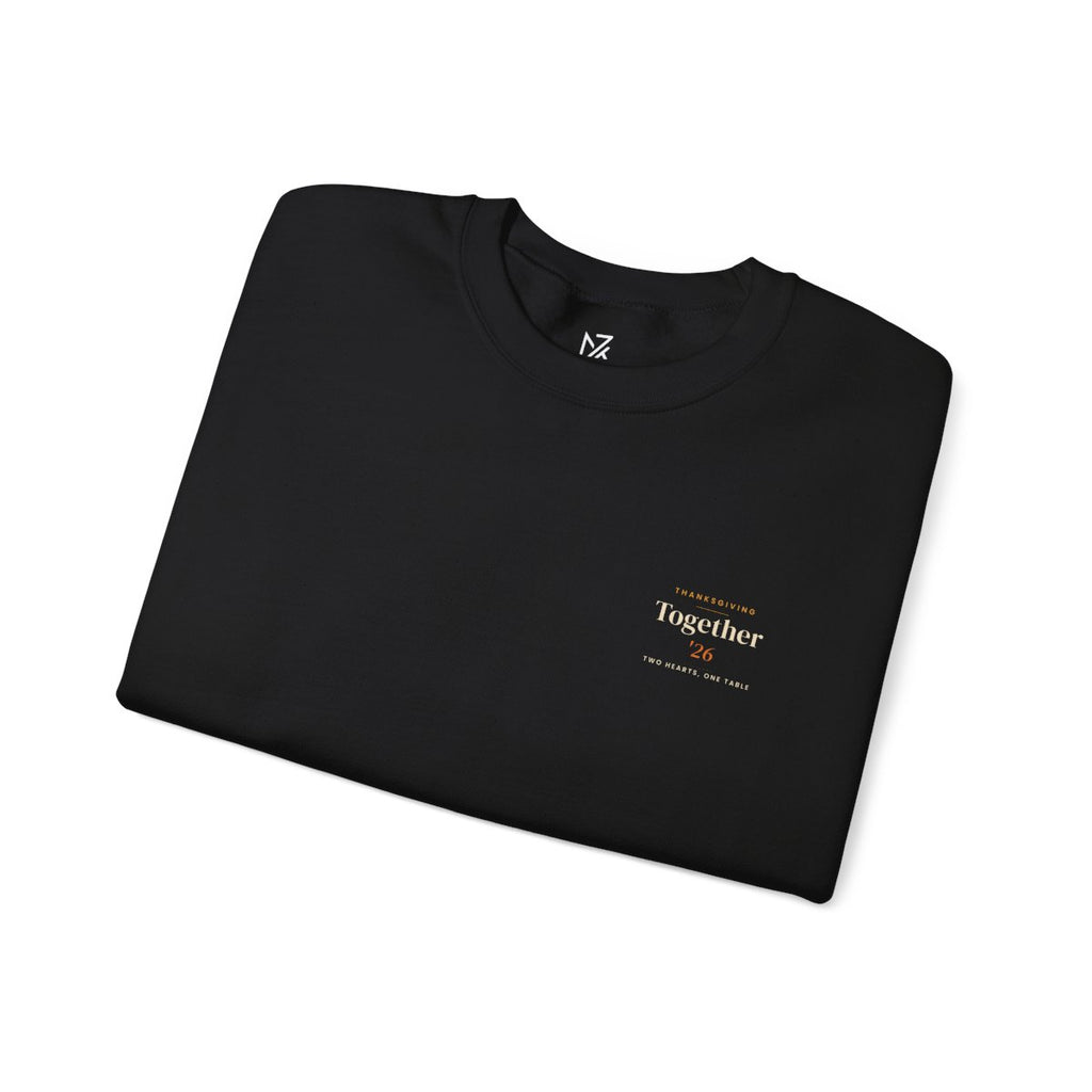Couples Thanksgiving Sweatshirt - Black worn by a model | MR7ART