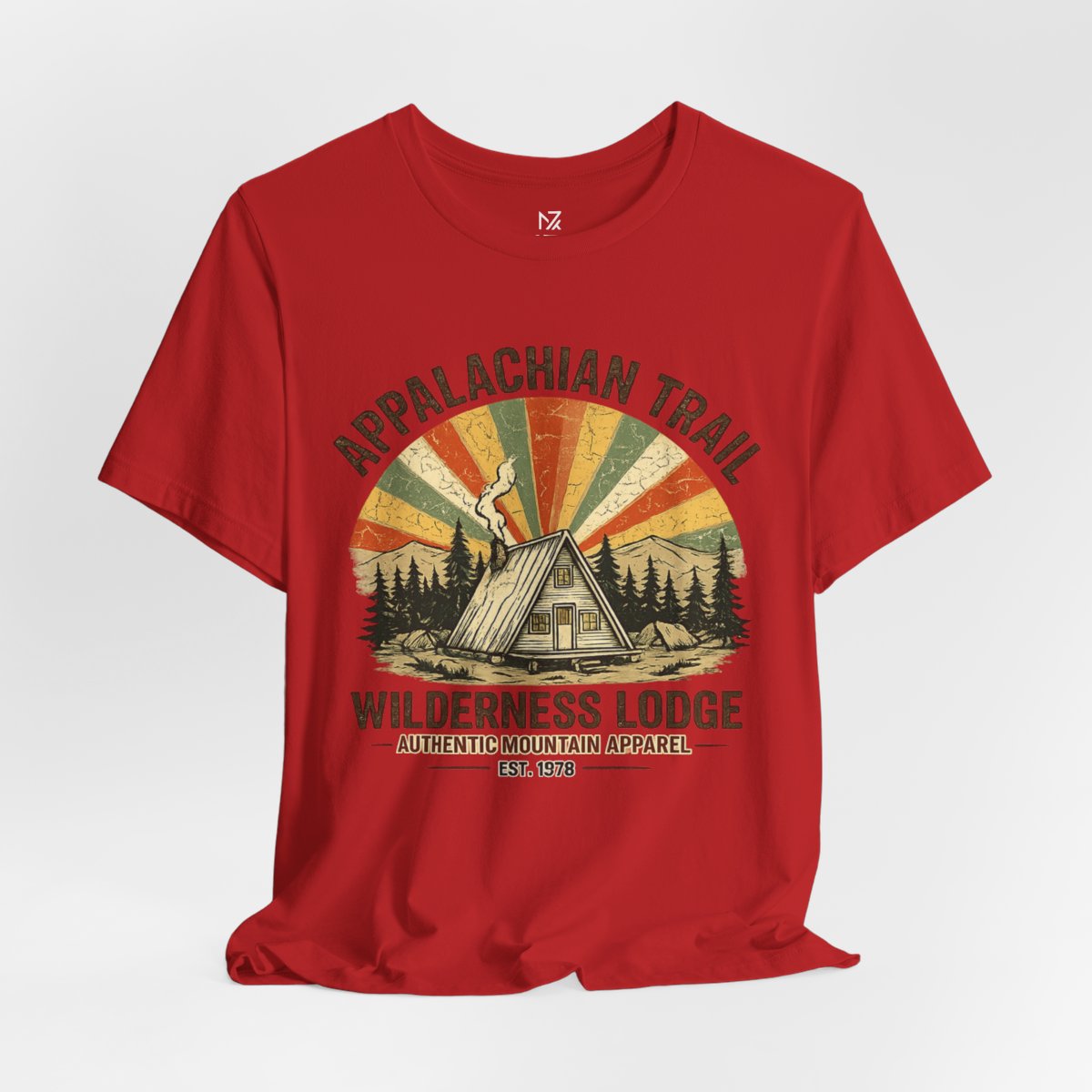 Appalachian Trail Wilderness Lodge Tee - Red flat lay | MR7ART