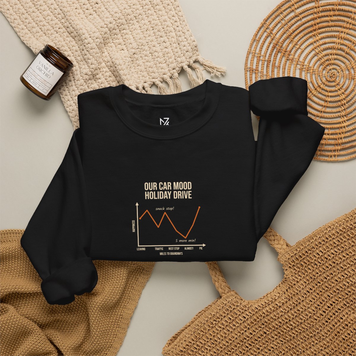 Funny Graph Shirt Sweatshirt - Black folded flat lay | MR7ART