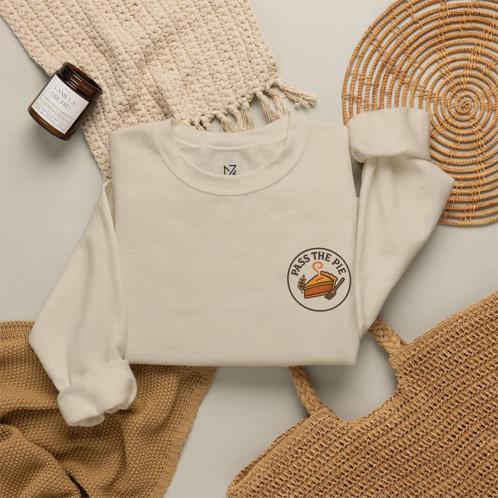 Friendsgiving Sweatshirt - Sand folded flat lay | MR7ART