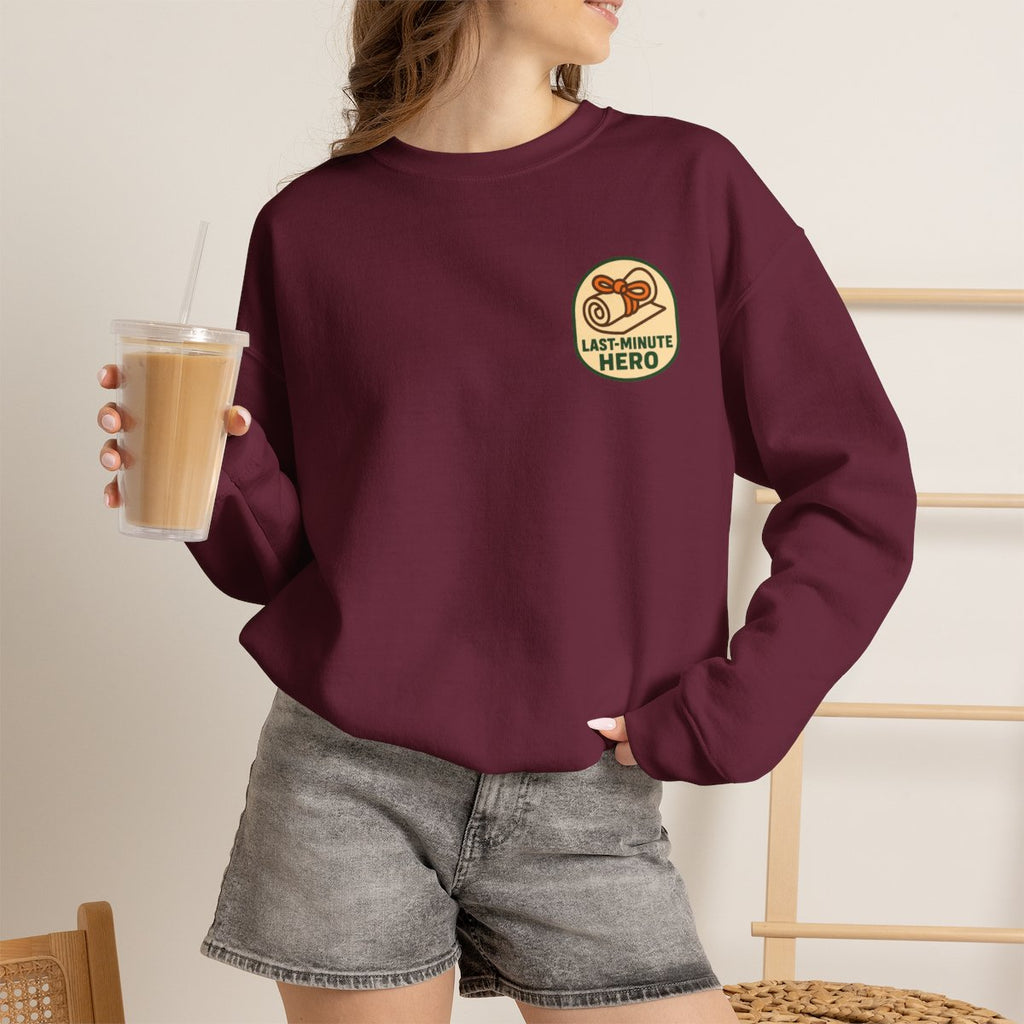 Last-Minute Gift Sweatshirt - Maroon worn by a model | MR7ART
