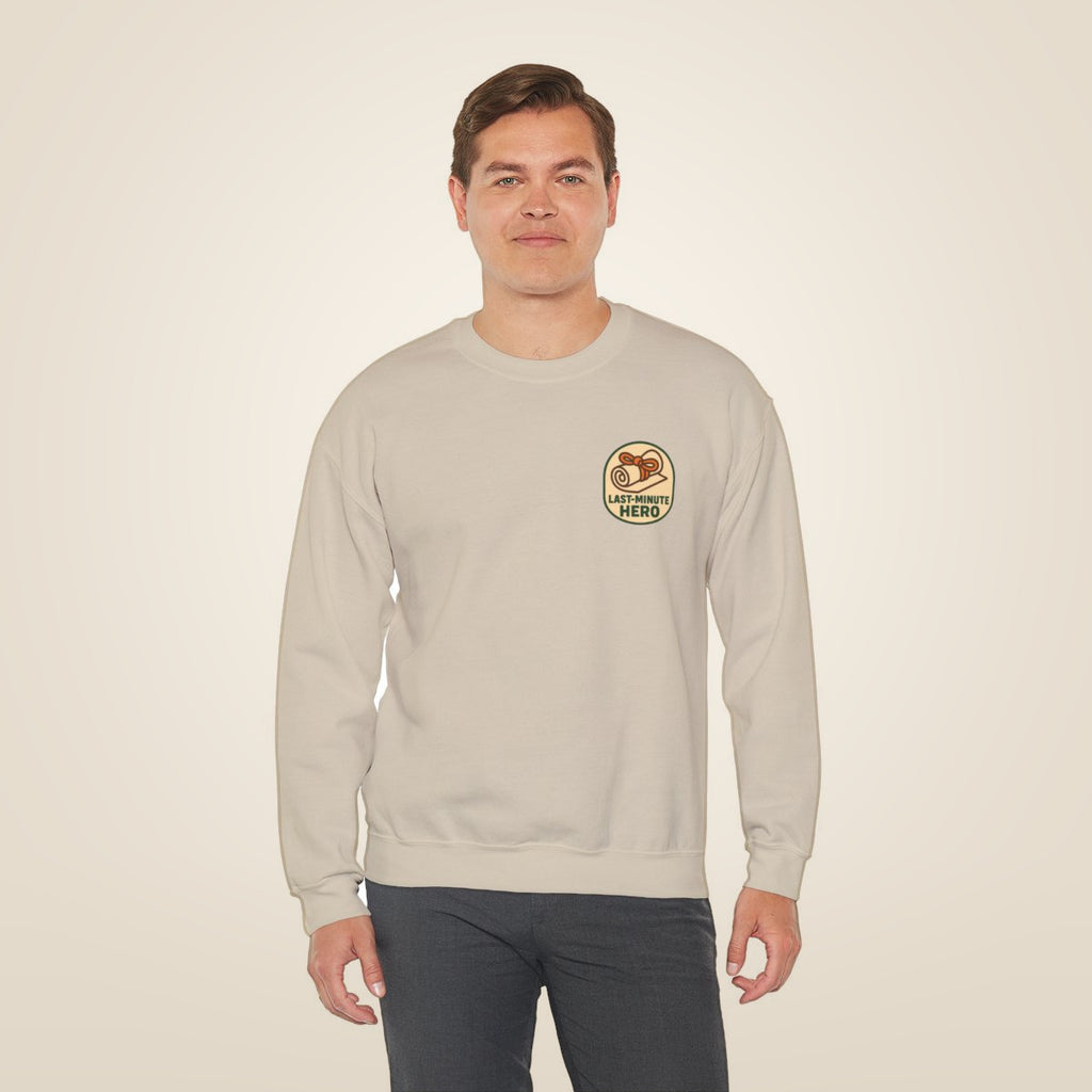 Last-Minute Gift Sweatshirt - Sand worn by a model | MR7ART