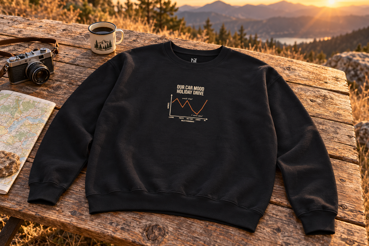 Funny Graph Shirt Sweatshirt crewneck sweatshirt on a rustic wooden table outdoors