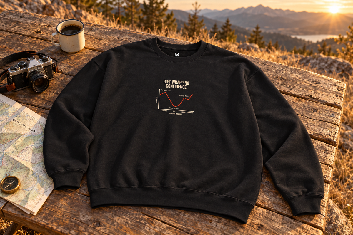 Funny Graph Shirt Sweatshirt crewneck sweatshirt on a rustic wooden table outdoors